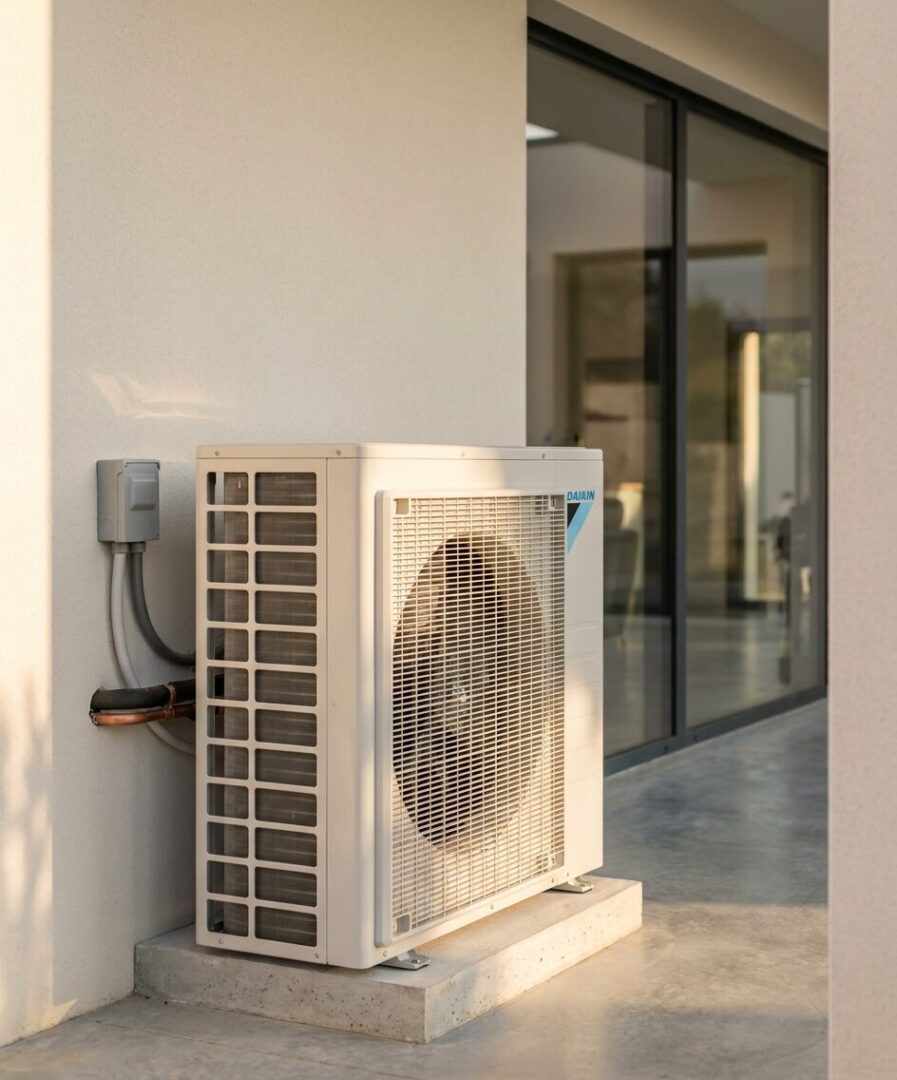 Pompe à chaleur air/eau Daikin Altherma couplée à un plancher chauffant basse température en Rhône-Alpes, installation Protec Energy